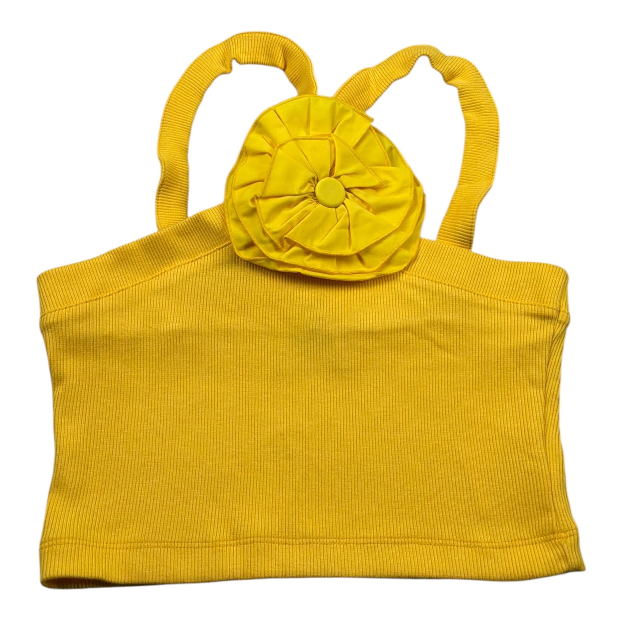 Mariuccia Top Bretelline tinta unita con Applicazione Giallo per Bambina T382 GIALLO MARIUCCIA 