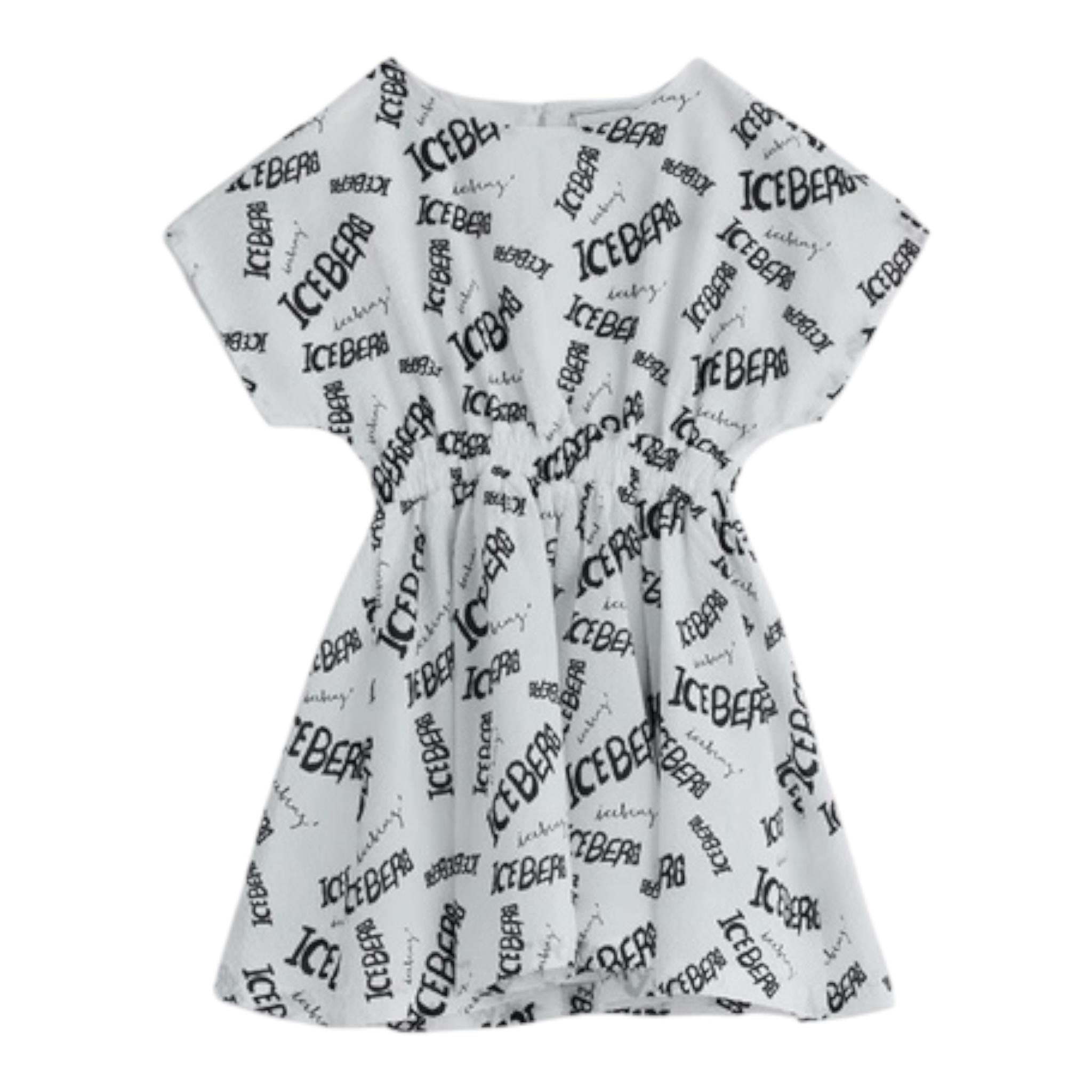 Iceberg Abito Tinta Unita Mezza Manica Logato per Bambina VSICE5160J BIANCO ICEBERG 