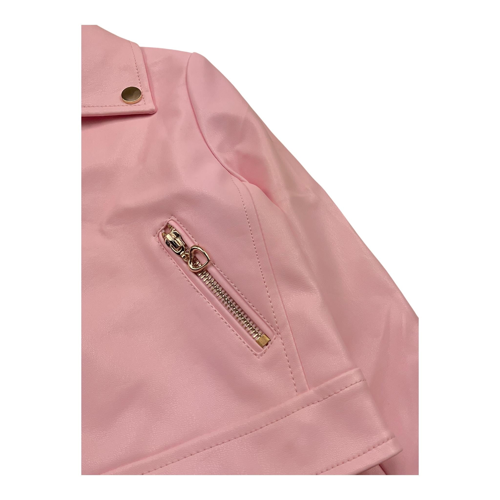 Lu Lu By Miss Grant Giubbino In Ecopelle Tinta Unita con Zip per Bambina LL3590 ROSA LU LU BY MISS GRANT 