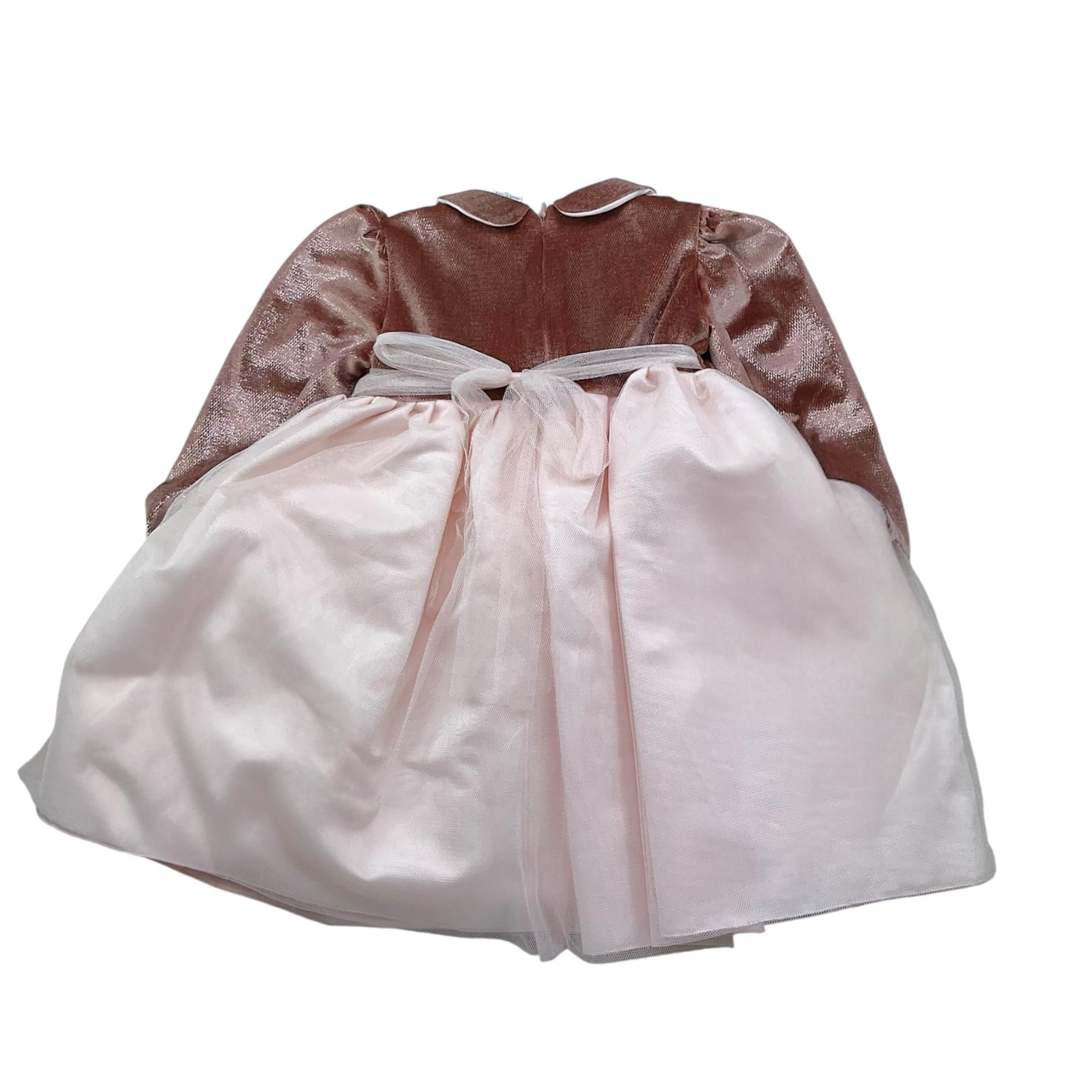 MARLU' abito cerimonia tinta unita con tulle Rosa per Neonata IH818LML ROSA MARLU' 