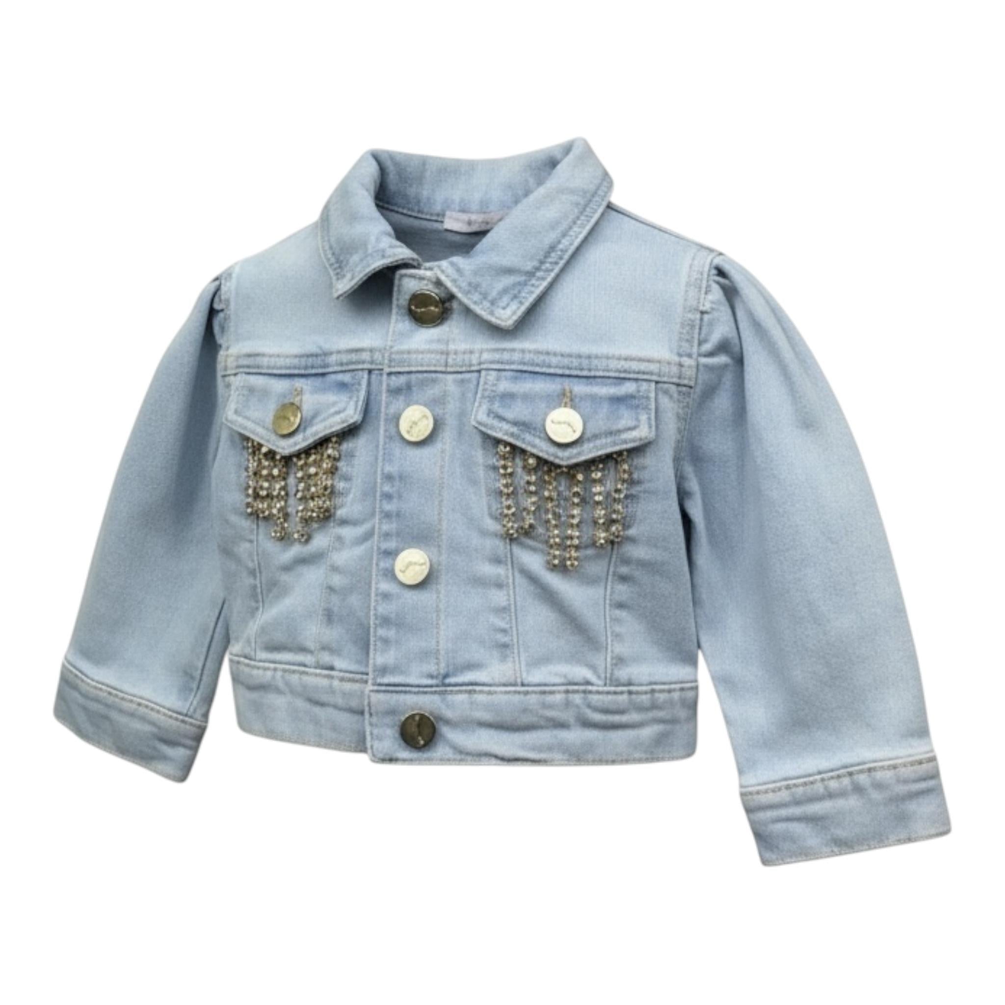 Miss Grant Giubbno In Denim Tinta Unita con Applicazioni per Bambina MG1033J AZZURRO MISS GRANT 