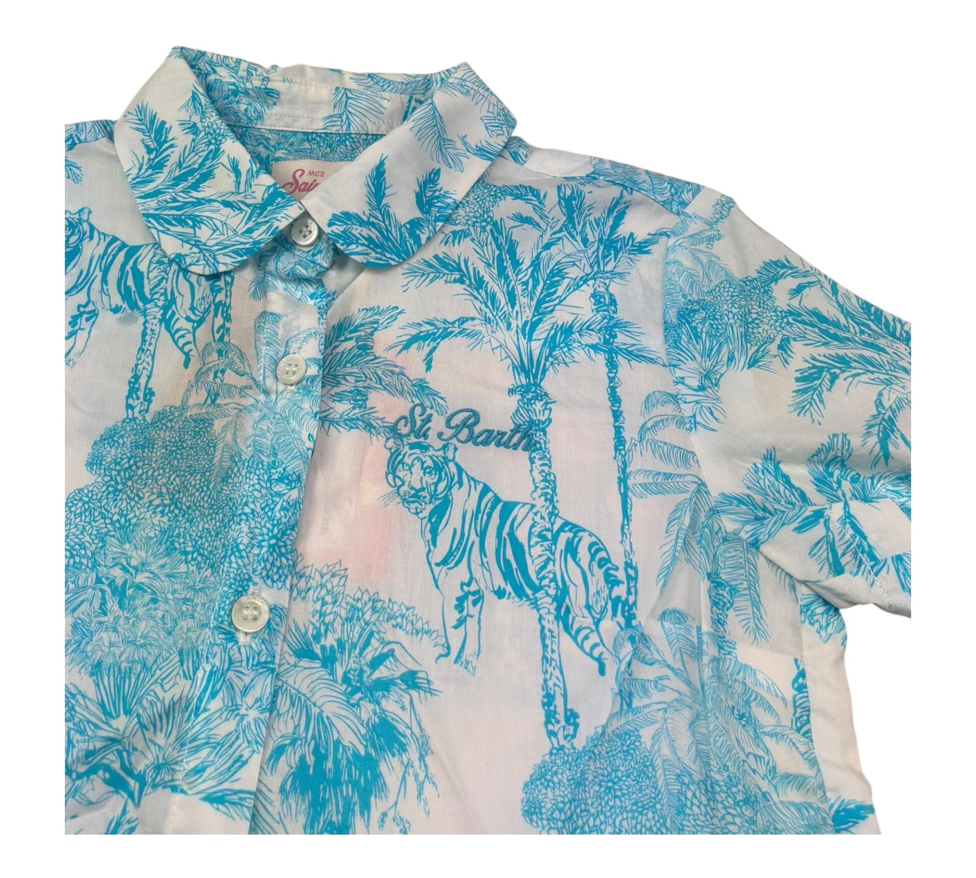 Saint Barth Abito Mezza Manica Tinta Unita Stampa Fantasia per Bambina MISSY BIANCO/AZZURRO SAINT BARTH 