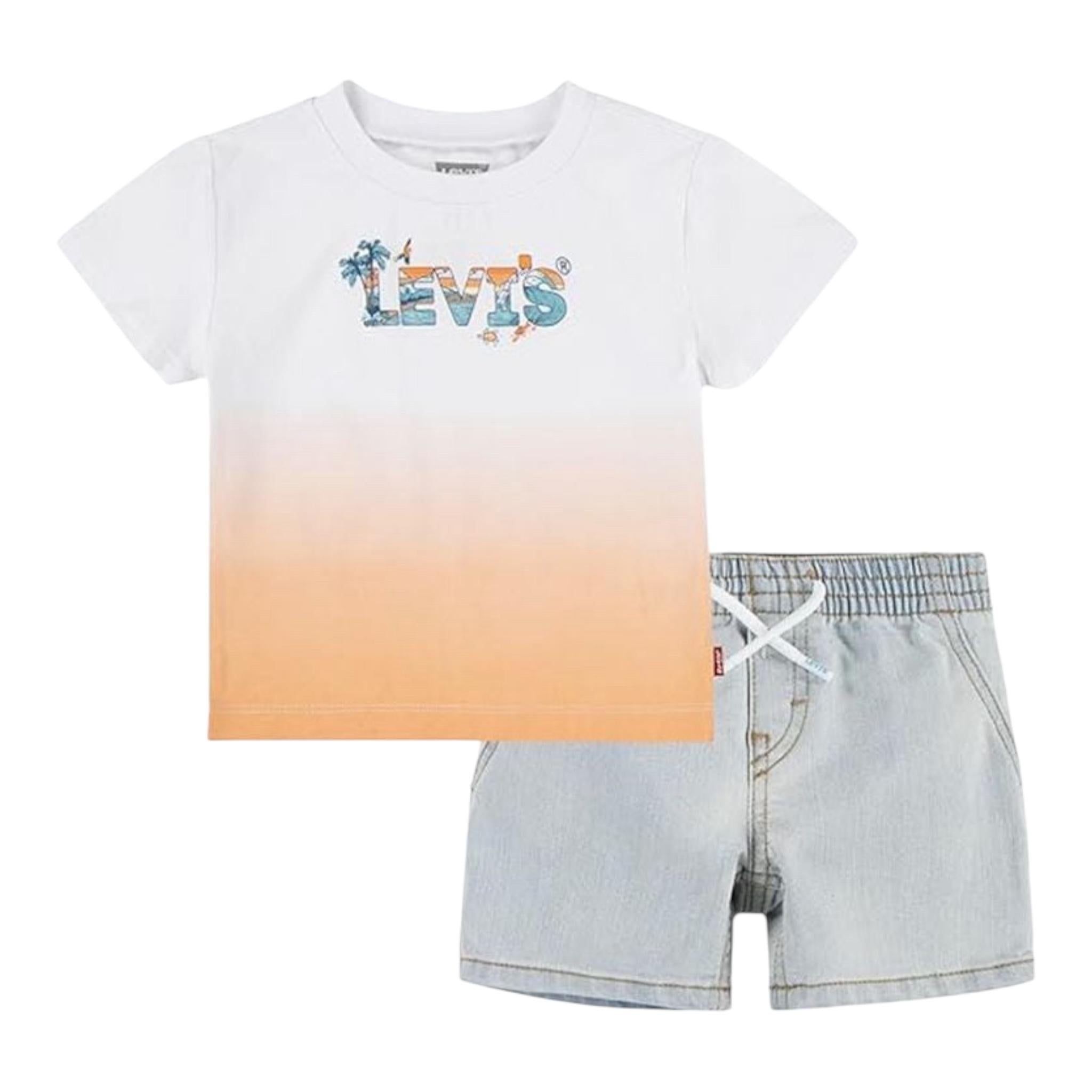Levi'S Completo 2 Pezzi T-Shirt-Bermuda In Denim per Neonato 6EK238 BIANCO LEVI'S 