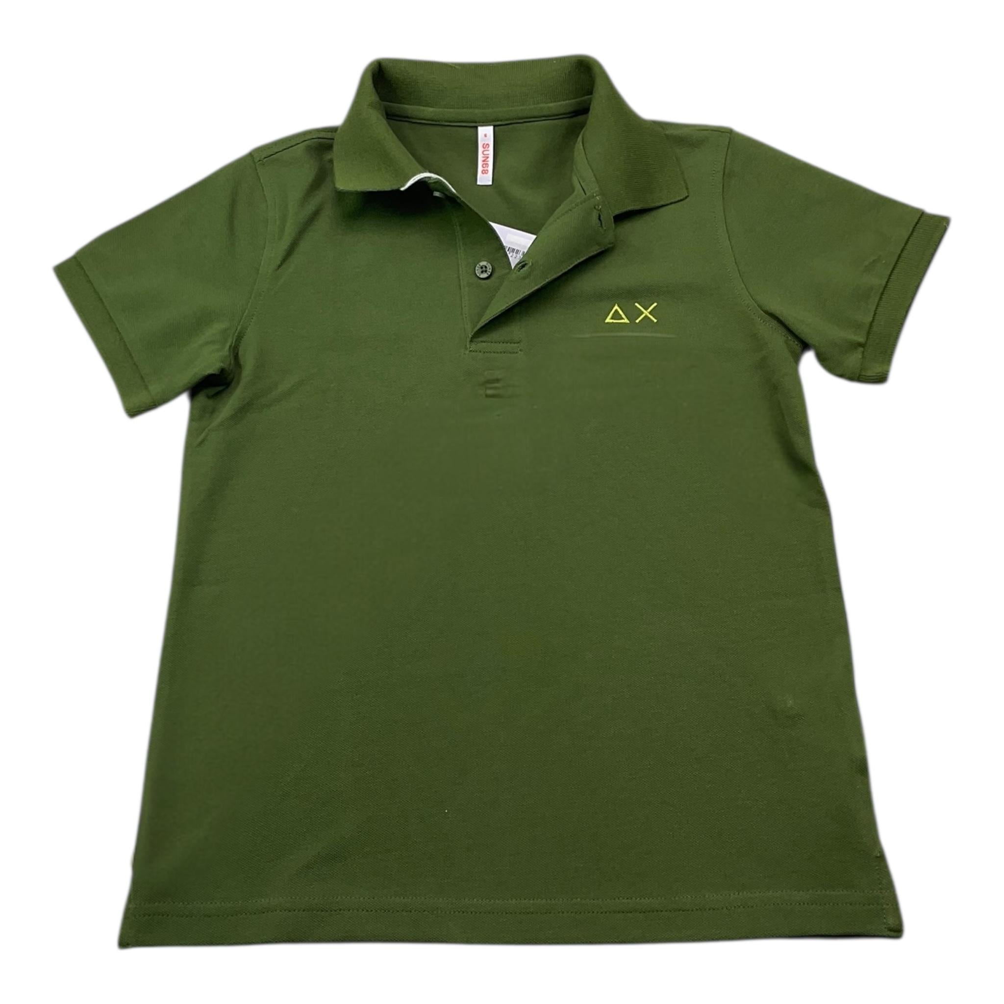 Sun68 Polo Mezza Manica Tinta Unita con Logo per Bambino A35315 VERDE SUN68 