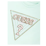 Guess T-Shirt Tinta Unita con Stampa E Paillettes per Neonata K5GI12K6YW4 VERDE ACQUA GUESS 