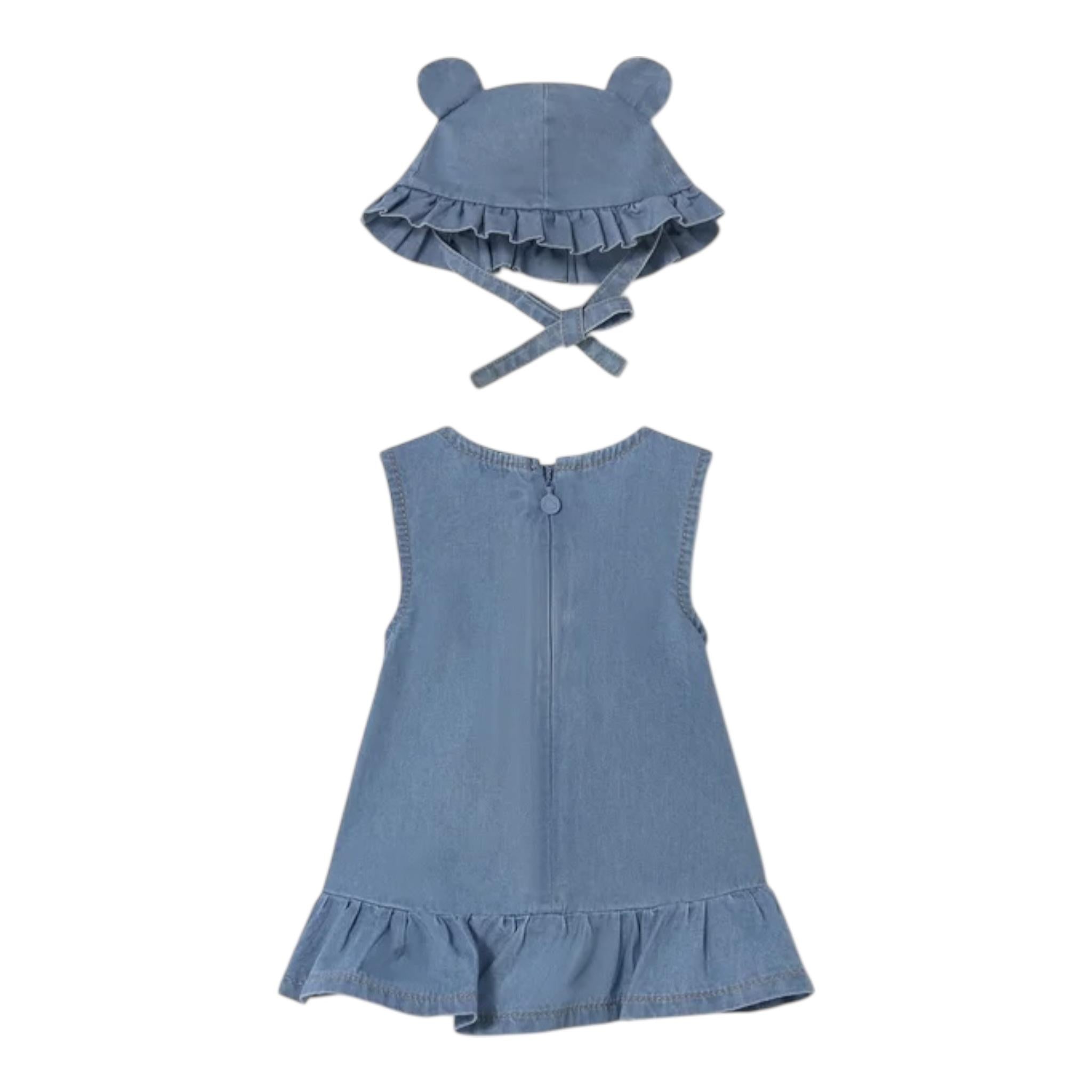 Mayoral Set Abito In Denim-Cappello per Neonata 1871 BLU MAYORAL 