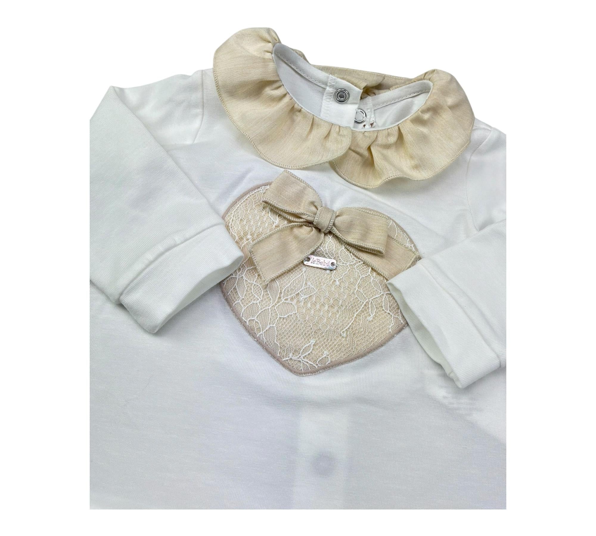 Le Bebe Completo 2 Pezzi Shirt-Ghettina Tinta Unita per Neonata LBG6335 BIANCO LE BEBE 