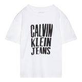 Calvin Klein T-Shirt Girocollo Tinta Unita con Stampa per Bambino IG0IG02858 BIANCO CALVIN KLEIN 