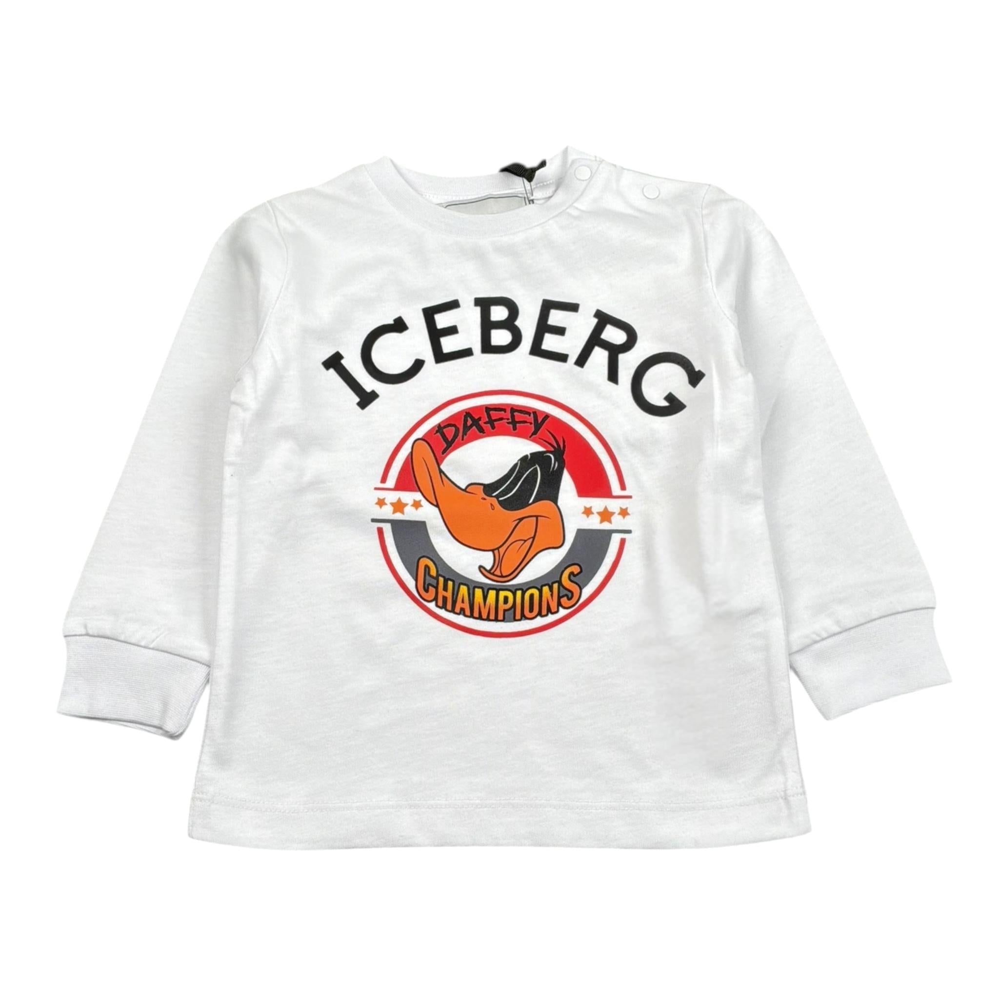 Iceberg Shirt Girocollo Tinta Unita con Stampa per Neonato TSICE5328B BIANCO ICEBERG 