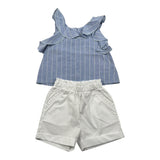 Lalalu' Completo 2 Pezzi Short-Top Bicolore Bianco/Azzurro per Neonata CCTL012P BIANCO/AZZURRO LALALU' 