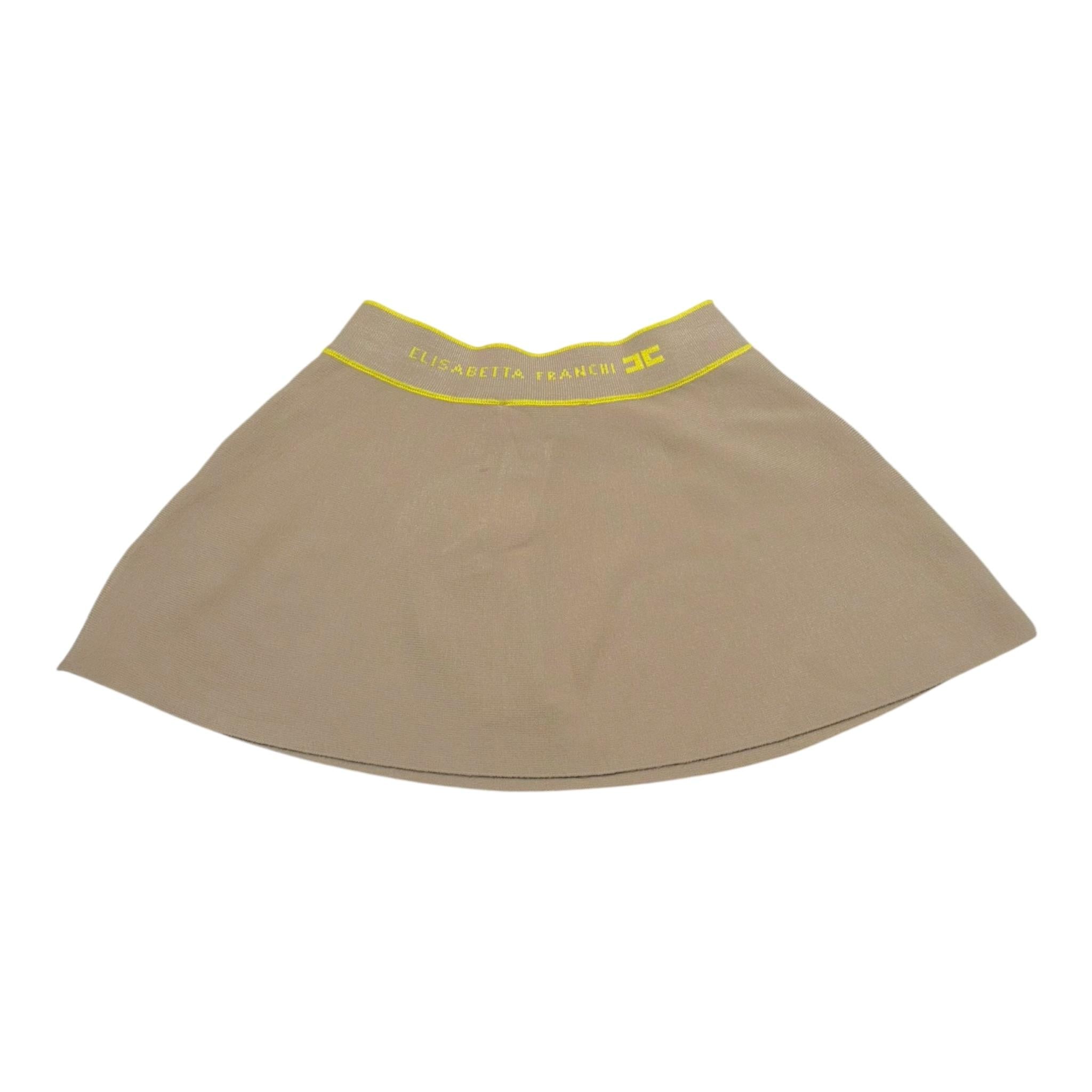 Elisabetta Franchi Gonna Tinta Unita con Stampa Logo per Bambina EFGO153 BEIGE ELISABETTA FRANCHI 