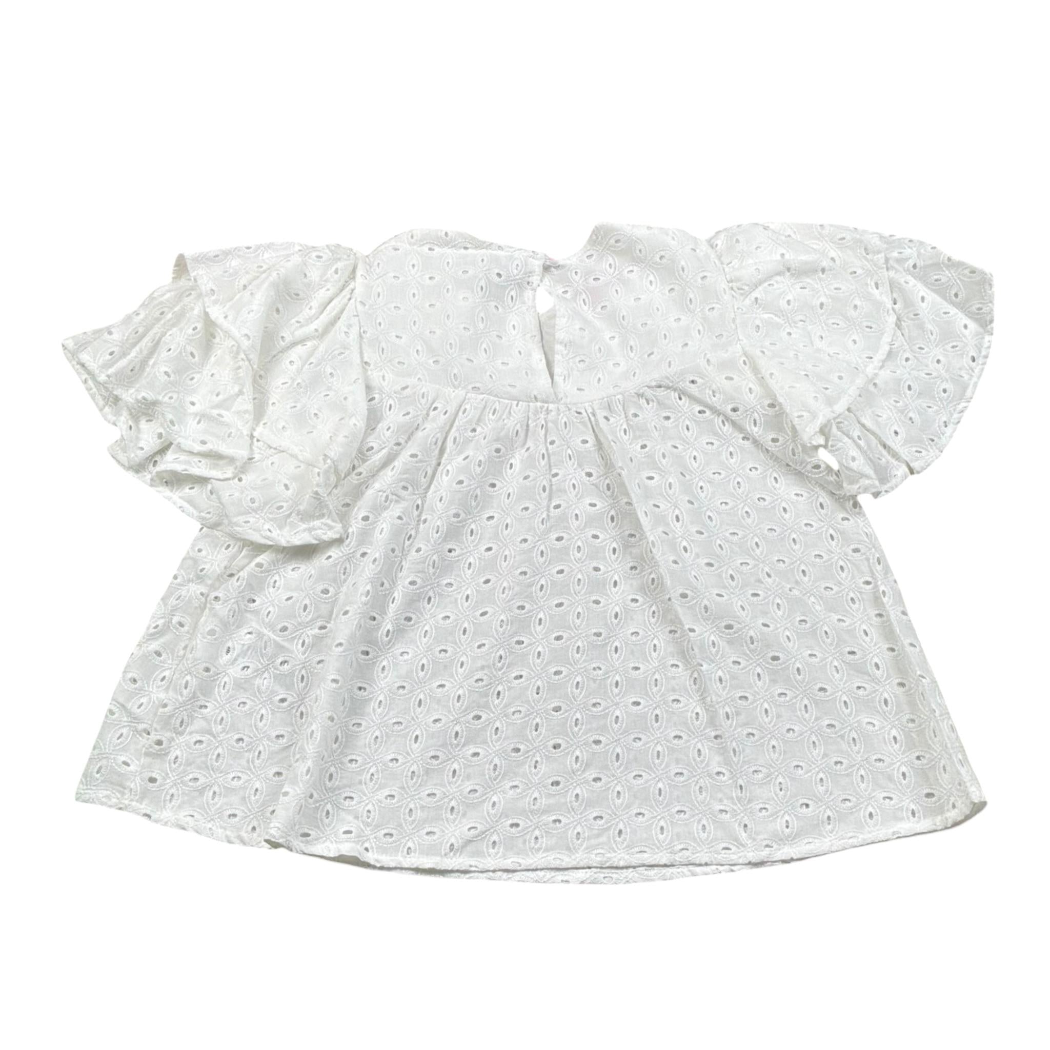 Kaos Camicia Tinta Unita Traforata per Bambina KS164 BIANCO KAOS 