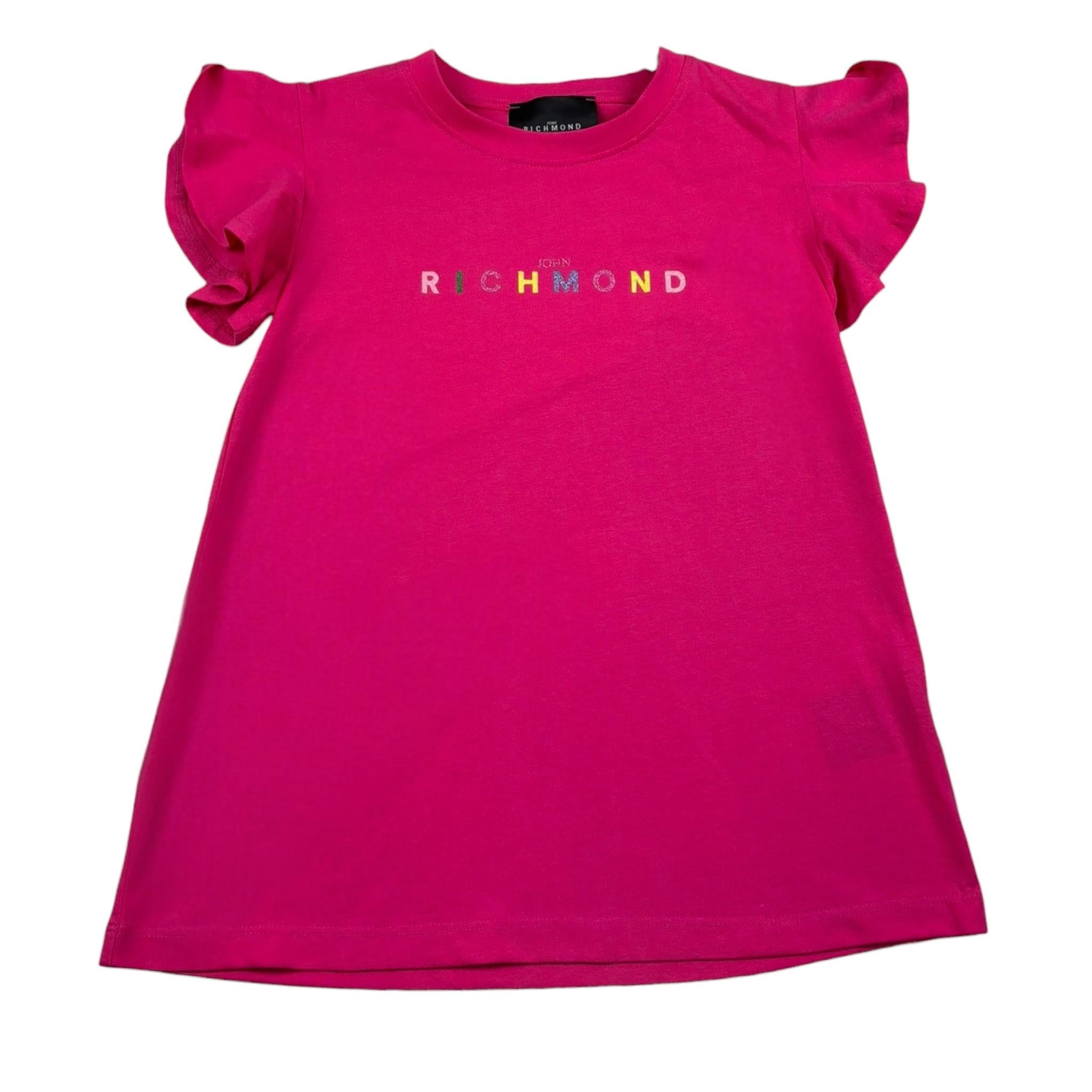 John Richmond T-Shirt Girocollo Tinta Unita con Logo per Bambina RGP26024TS FUXIA JOHN RICHMOND 