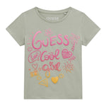 Guess T-Shirt Girocollo Tinta Unita con Logo per Bambina K5GI09K6YW4 VERDE GUESS 