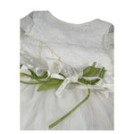 Raffaella Abito Cerimonia Tinta Unita con Ricami  per Bambina GALLIPOLI BIANCO RAFFAELLA 