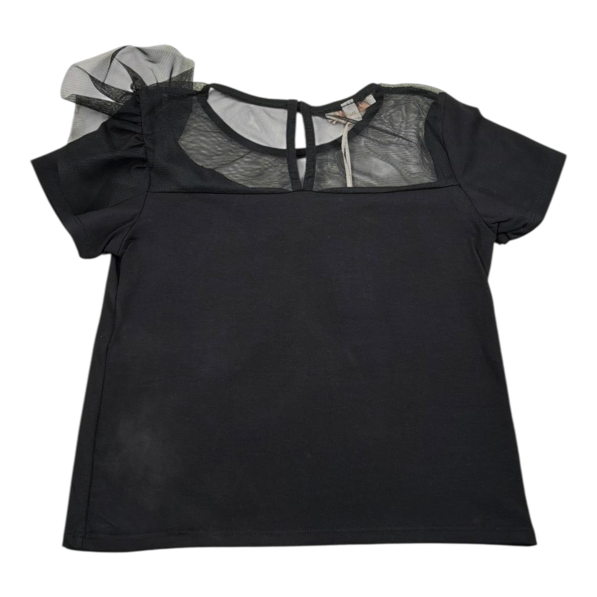 Please T-Shirt Tinta Unita Velata per Bambina MB30032G73X NERO PLEASE 