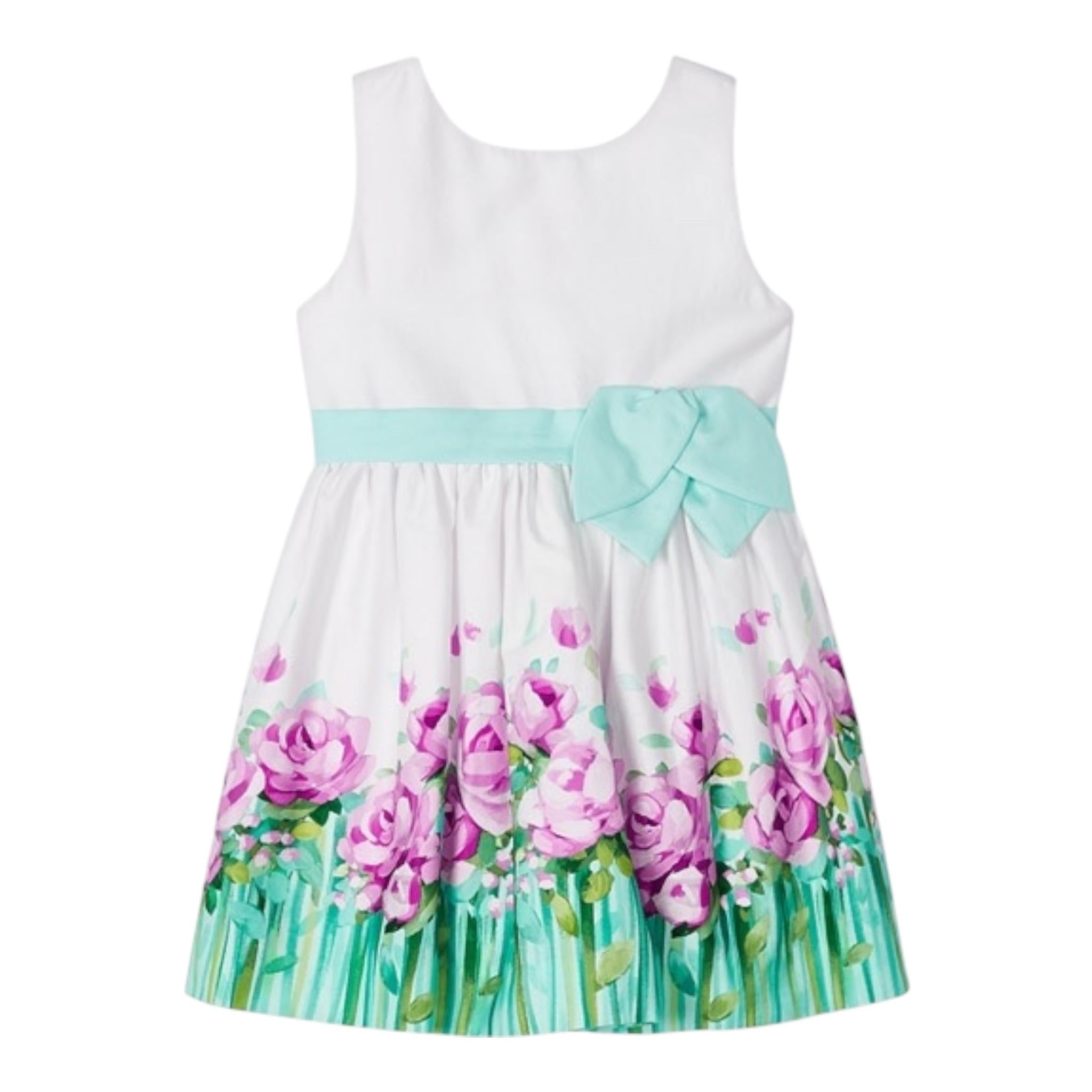 Mayoral Abito Tinta Unita con Fantasia Fiori per Bambina 3915 BIANCO MAYORAL 