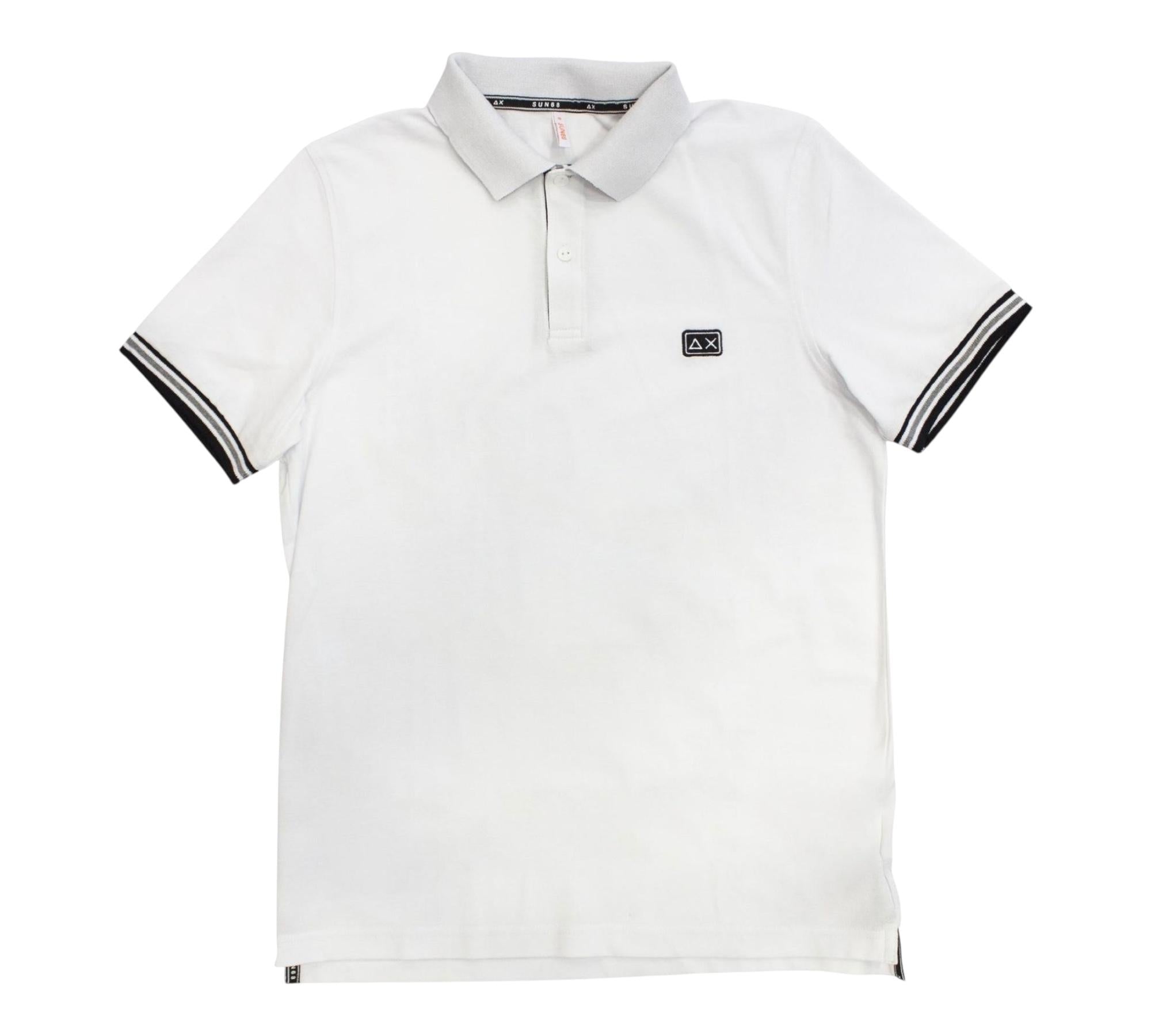 Sun68 Polo Mezza Manica Tinta Unita con Logo per Bambino A32314 BIANCO SUN68 