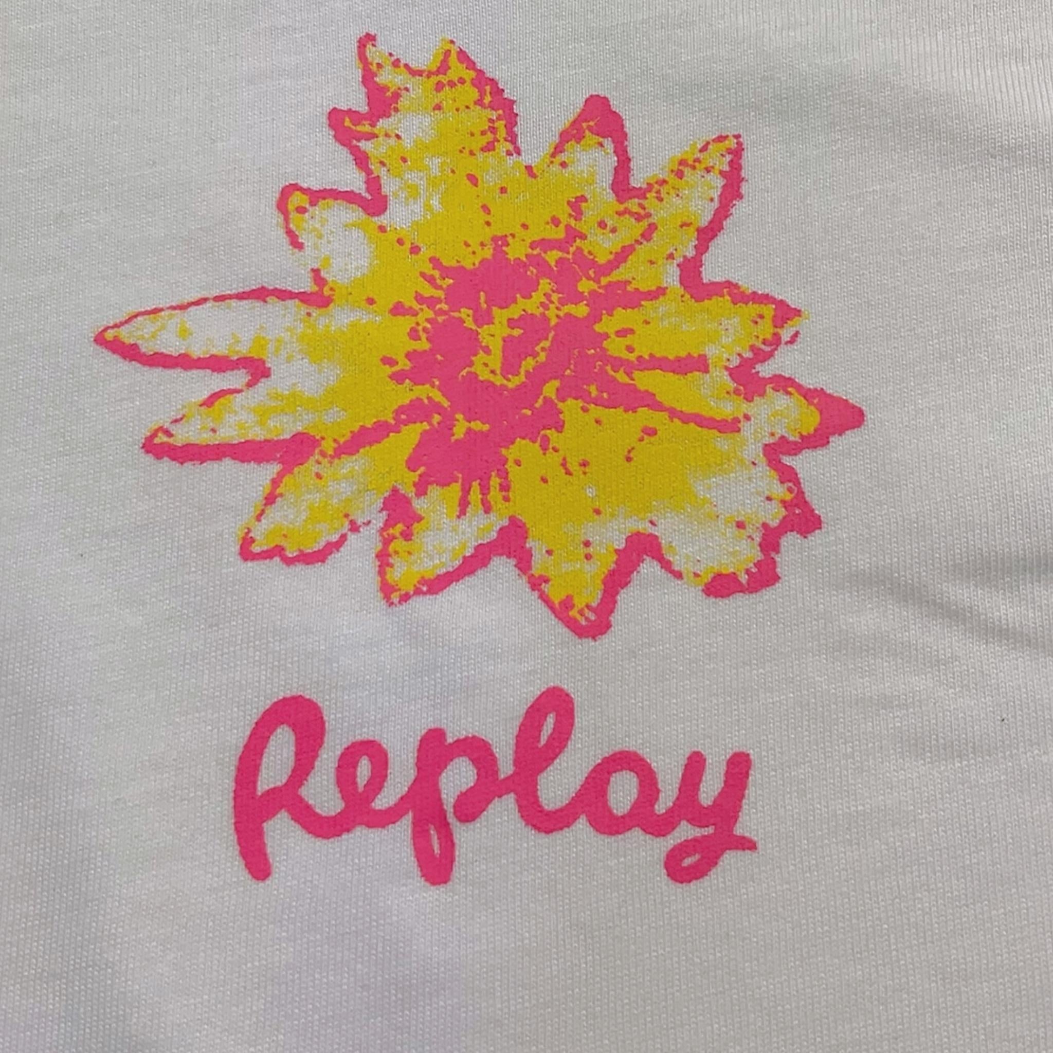 Replay T-Shirt Girocollo Tinta Unita con Stampa per Bambina PG7472J BIANCO REPLAY 