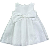 Le Bebe Abito Giromanica Tinta Unita con Fiocco per Neonata LBG0870 BIANCO LE BEBE 