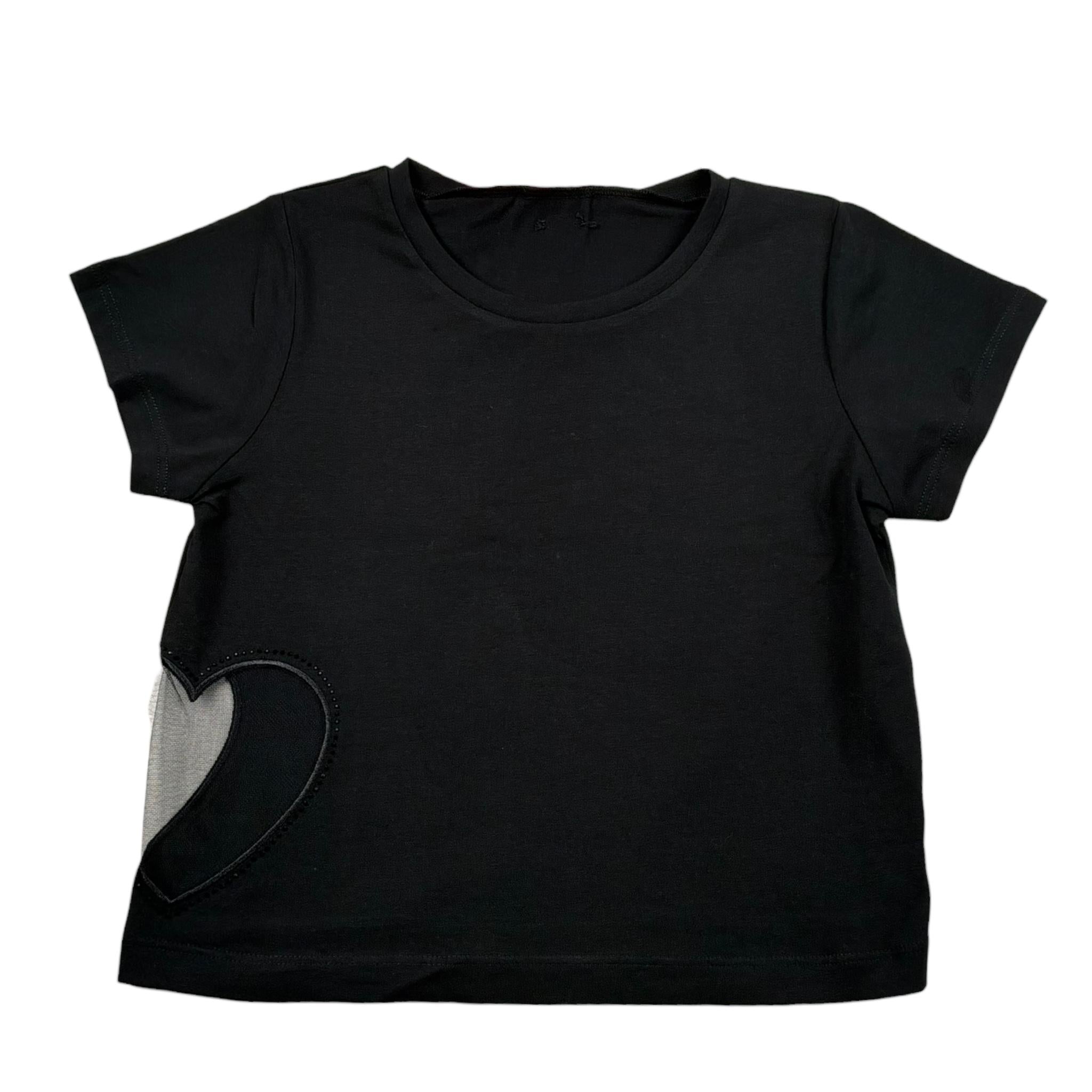 Liu Jo T-Shirt Girocollo Tinta Unita con Applicazione per Bambina GA5067XX NERO LIU JO 