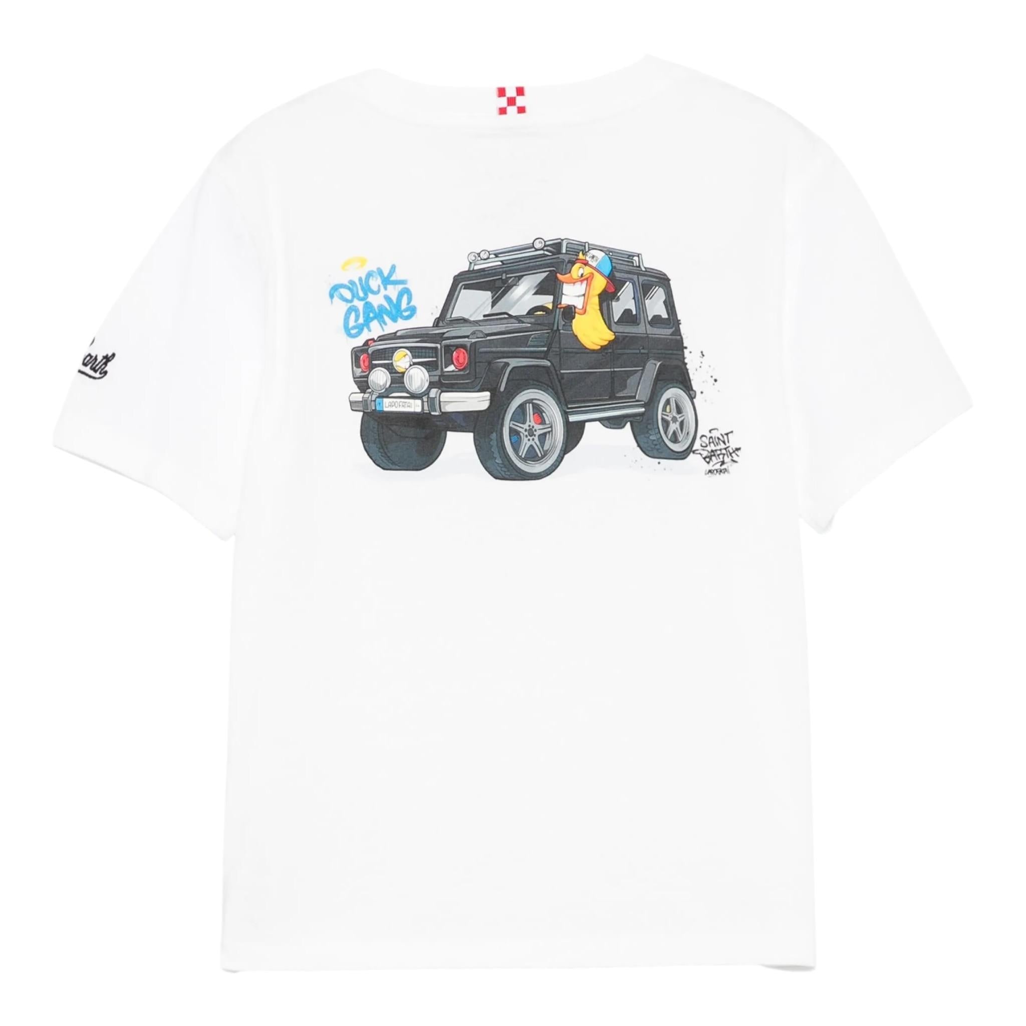 Saint Barth T-Shirt Girocollo Tinta Unita con Stampa per Neonato CPTGANN BIANCO SAINT BARTH 