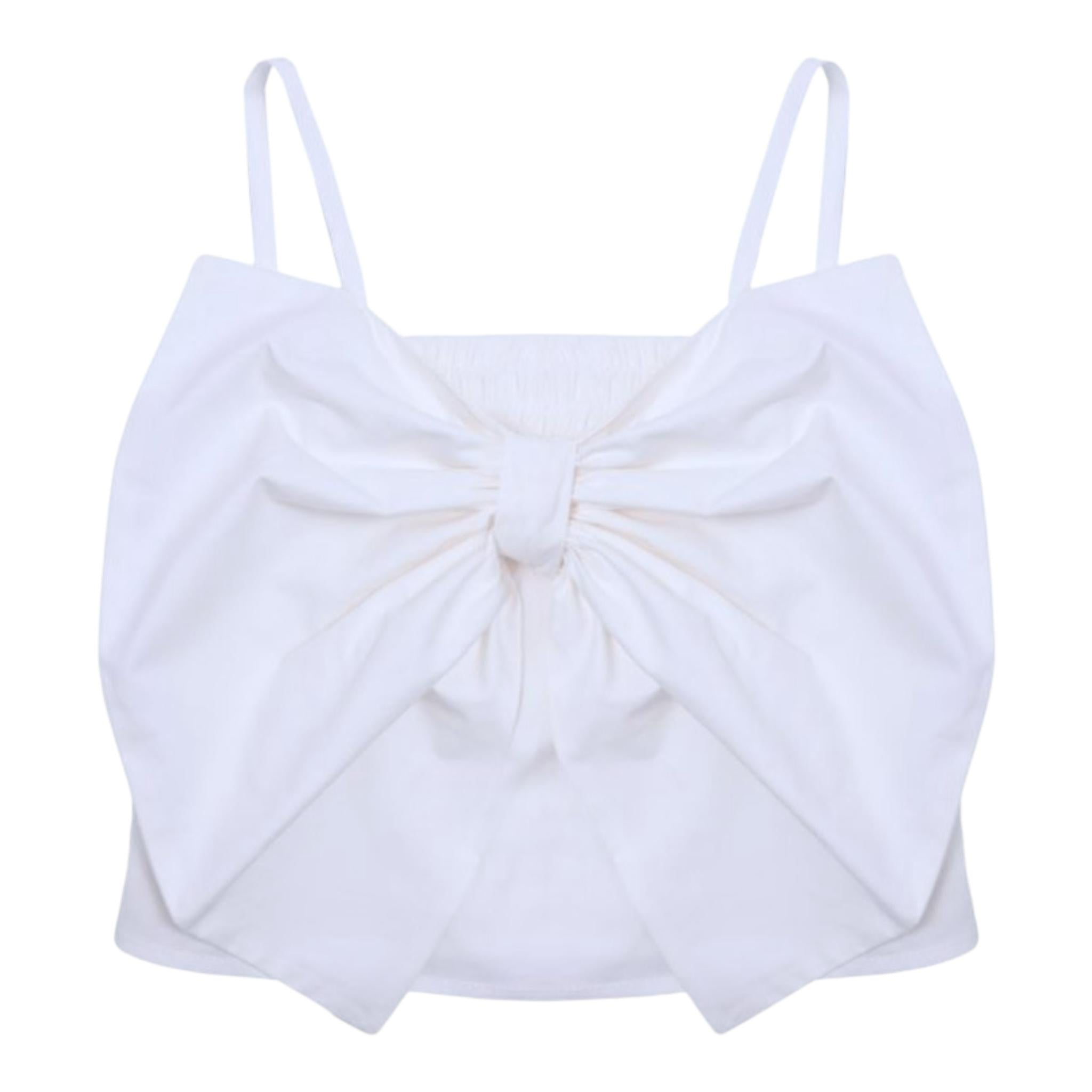 Vicolo Top Bretelline Tinta Unita con Fiocco per Bambina 3146TOP00317 BIANCO VICOLO 