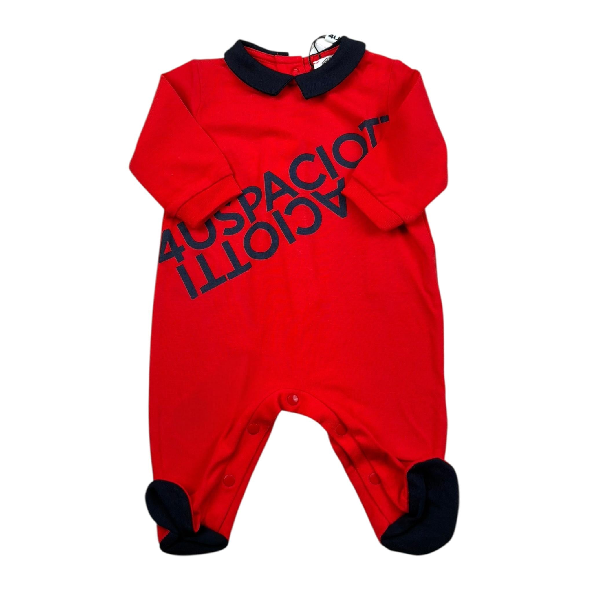 Cesare Paciotti Tutina Tinta Unita con Stampa E Colletto per Neonato TCP1103N ROSSO CESARE PACIOTTI 