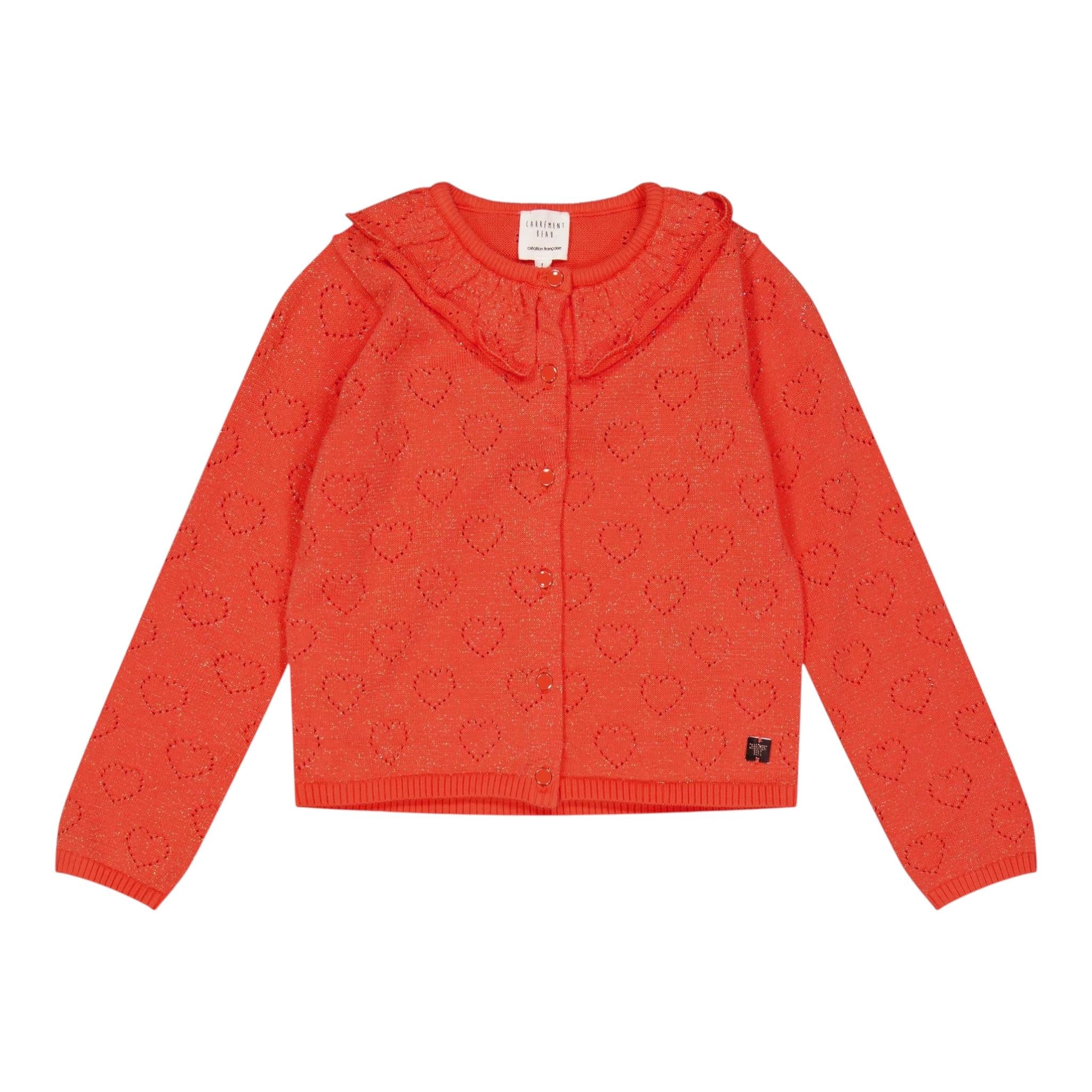 Carre'Ment Beau Cardigan Tinta Unita con Trafori per Bambina Y05219J CORALLO CARRE'MENT BEAU 