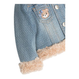 MONNALISA giubbino tinta unita in denim cn profili pelliccia Azzurro per Neonata 39D106 AZZURRO MONNALISA 