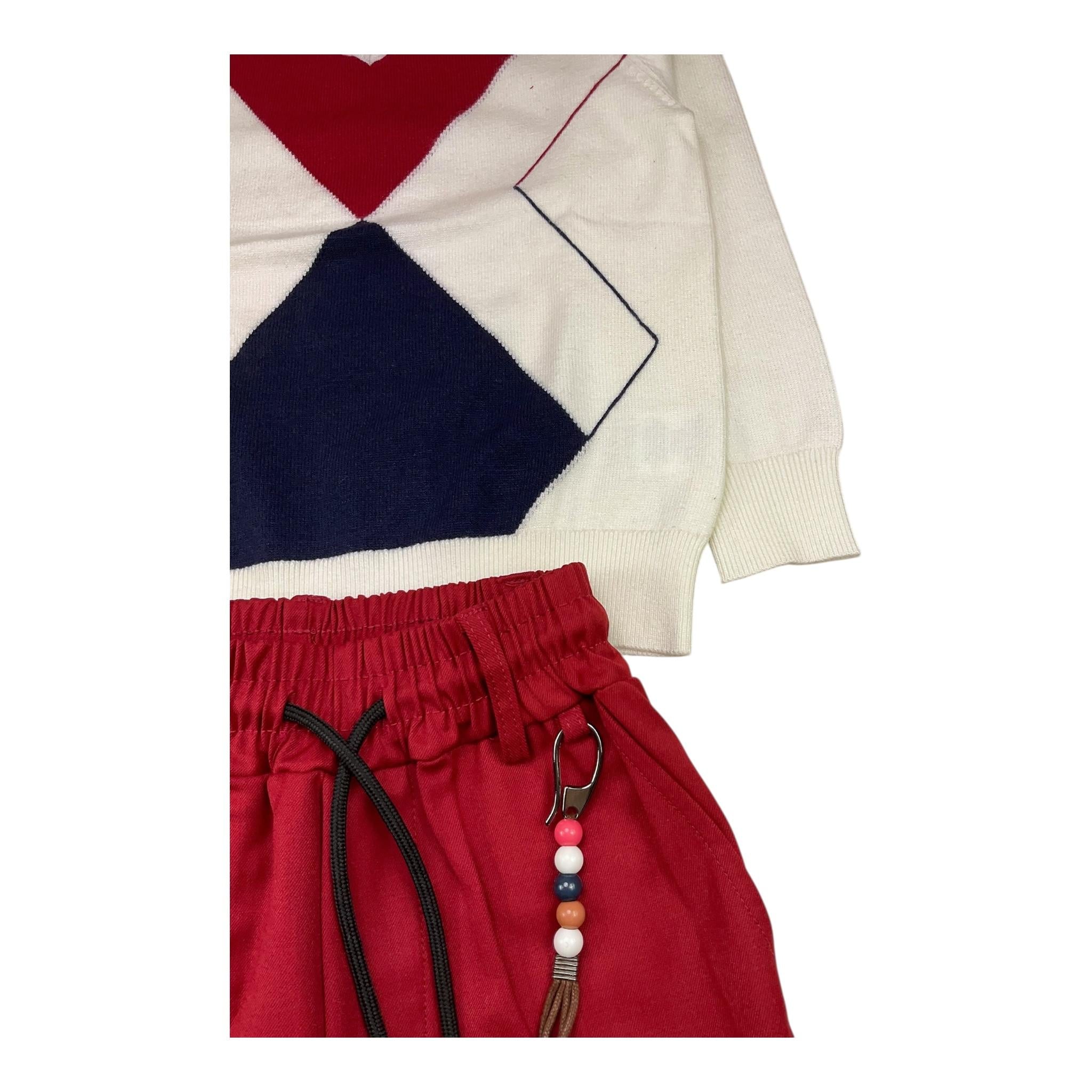 NEVER TOO cmpleto 2 pezzi maglia-pantalone bicolore Panna/rosso per Bambino NT2193B PANNA/ROSSO NEVER TOO 