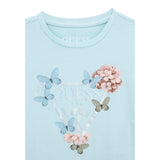 Guess T-Shirt Girocollo Tinta Unita con Logo per Neonata A5RI03K6YW4XX VERDE ACQUA GUESS 