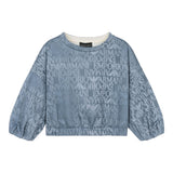 Emporio Armani Felpa Chiusa Girocollo Tinta con Logo per Bambina 3D3M02 BLU EMPORIO ARMANI 