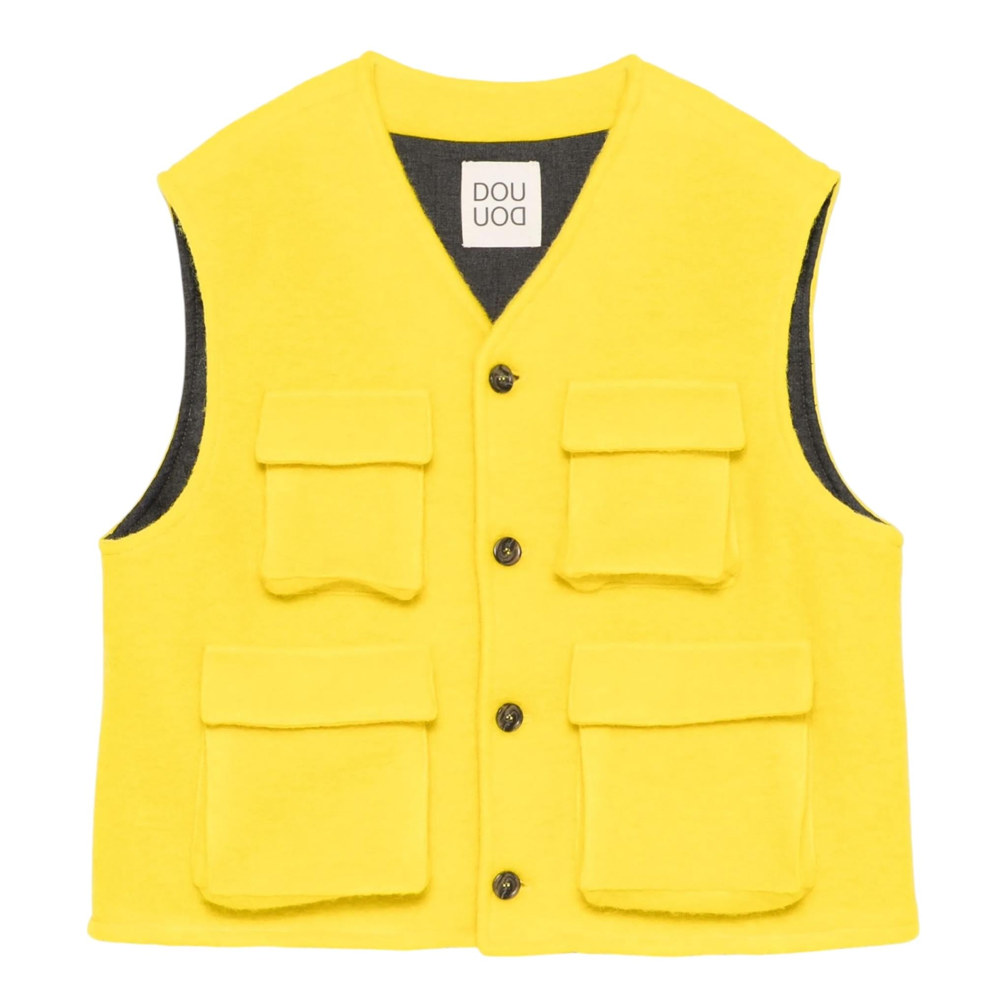 DOU DOU gilet tinta unita con tasconi Giallo per Bambina DV2Q12 GIALLO DOU DOU 
