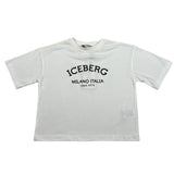 Iceberg T-Shirt Girocollo Tinta Unita con Stampa per Bambina TSICE5150JX BIANCO ICEBERG 