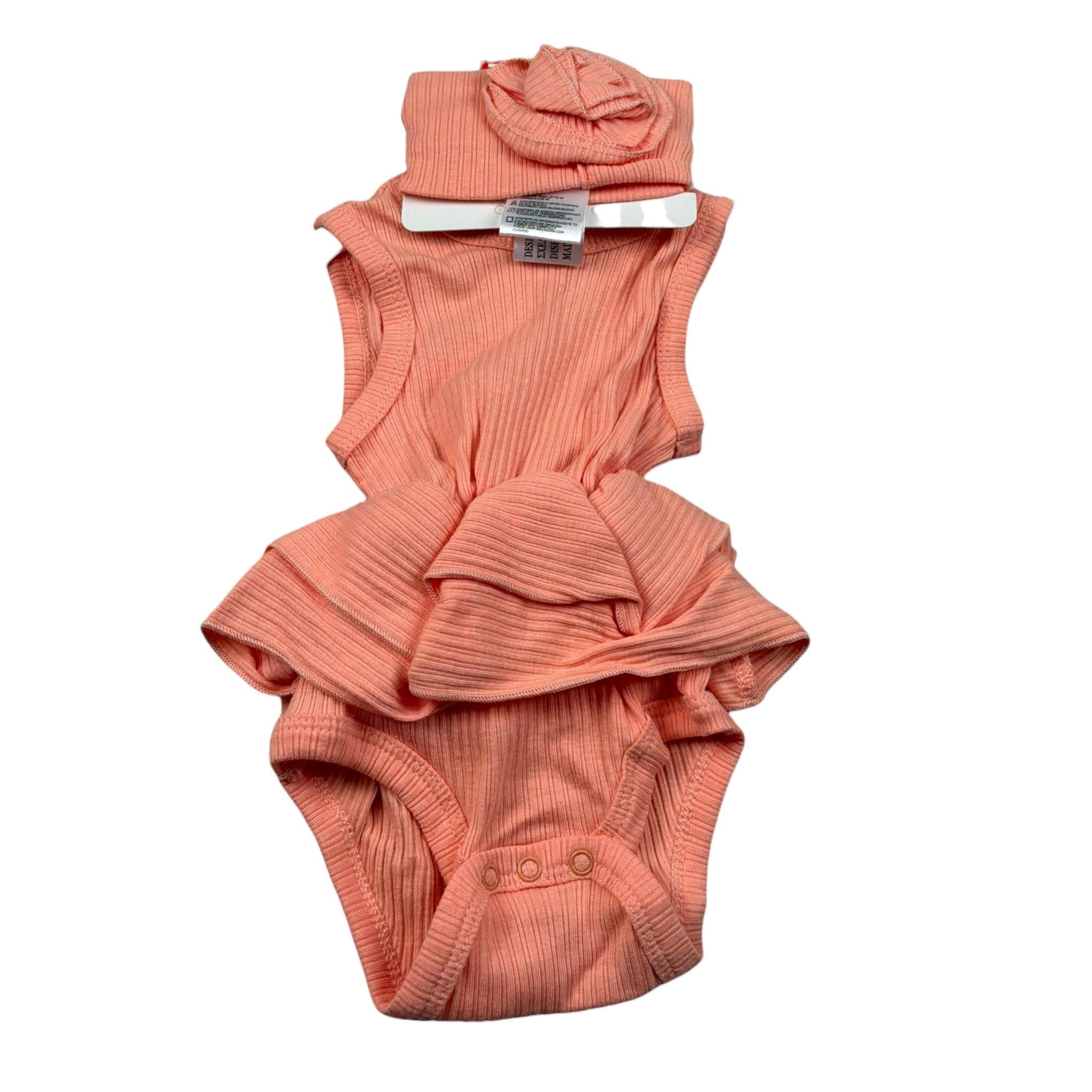 Funky Body Giromanica tinta unita con Fascia Pesca per Neonata 125060131 PESCA FUNKY 