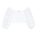 Twinset Top Maniche Ricamate Tinta Unita per Bambina 251GJ2QR9 BIANCO TWINSET 