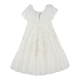 Billieblush Abito Tinta Unita con Tulle E Paillettes per Bambina U20989 BIANCO BillIEBLUSH 