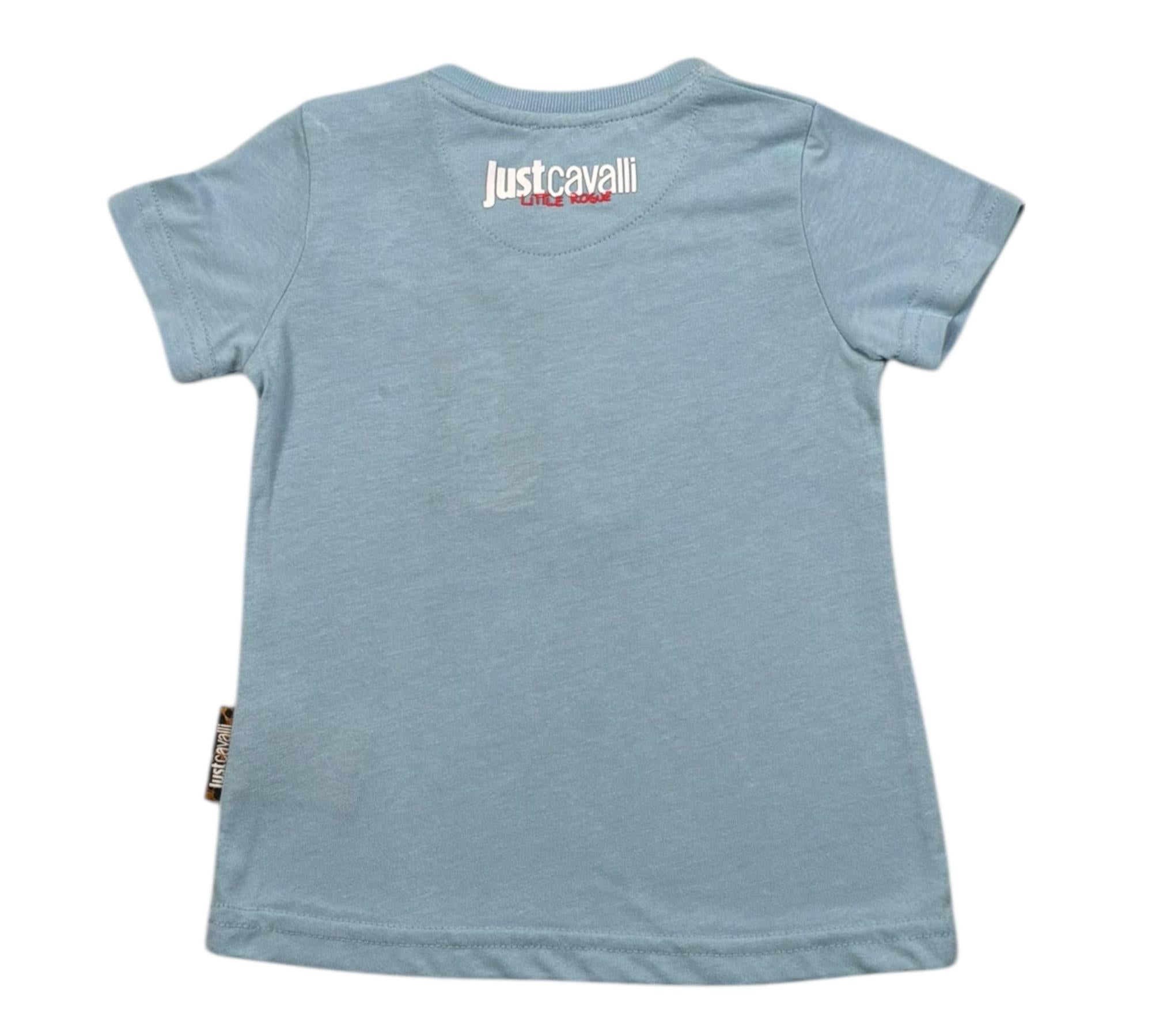 Just Cavalli T-Shirt Girocollo Tinta Unita con Cuore per Neonata JIP26033TS AZZURRO JUST CAVALLI 