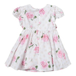 Monnalisa Abito Mezza Manica Tinta Unita con Stampe Rose per Neonata 31A909 BIANCO MONNALISA 