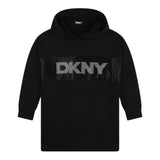 DKNY abito tinta unita con cappuccio Nero per Bambina D60256 NERO DKNY 