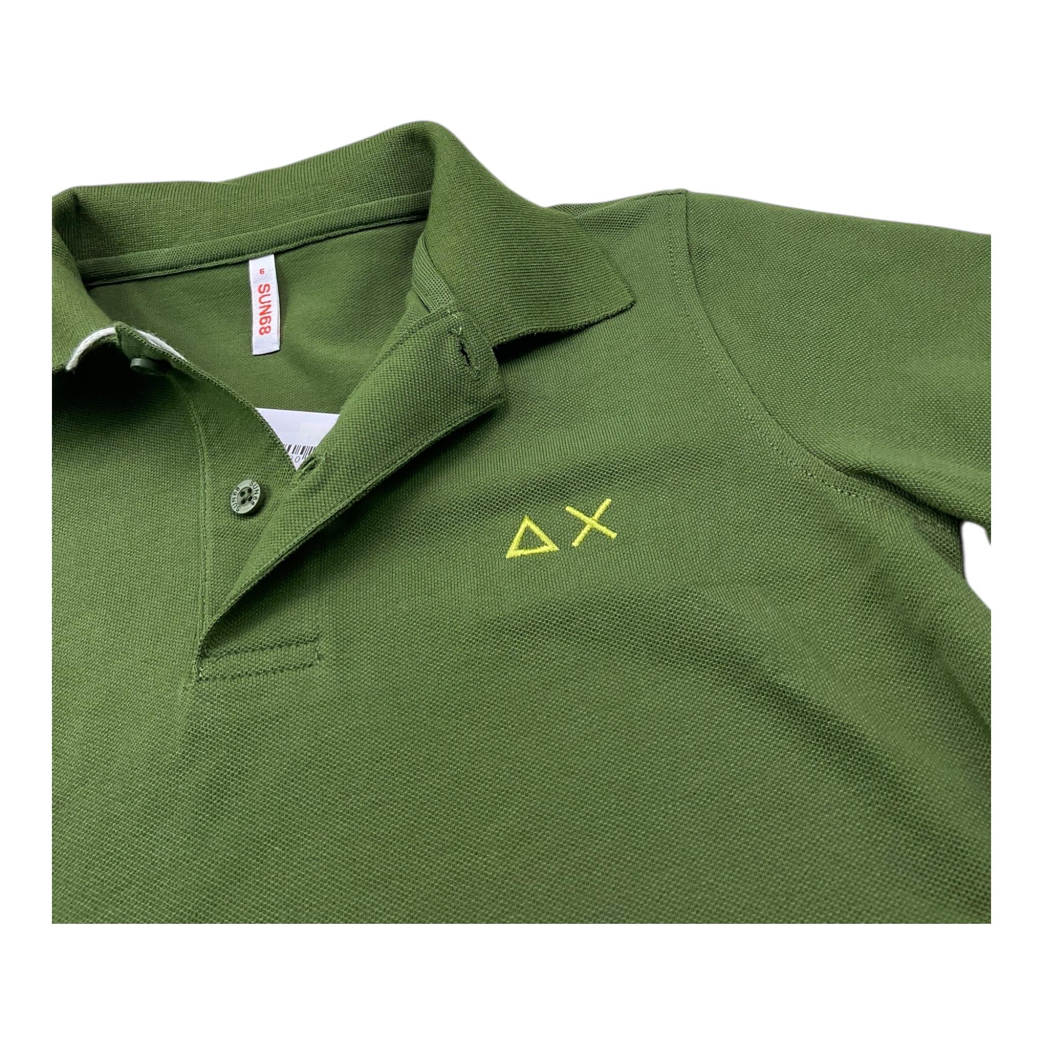 Sun68 Polo Mezza Manica Tinta Unita con Logo per Bambino A35315 VERDE SUN68 