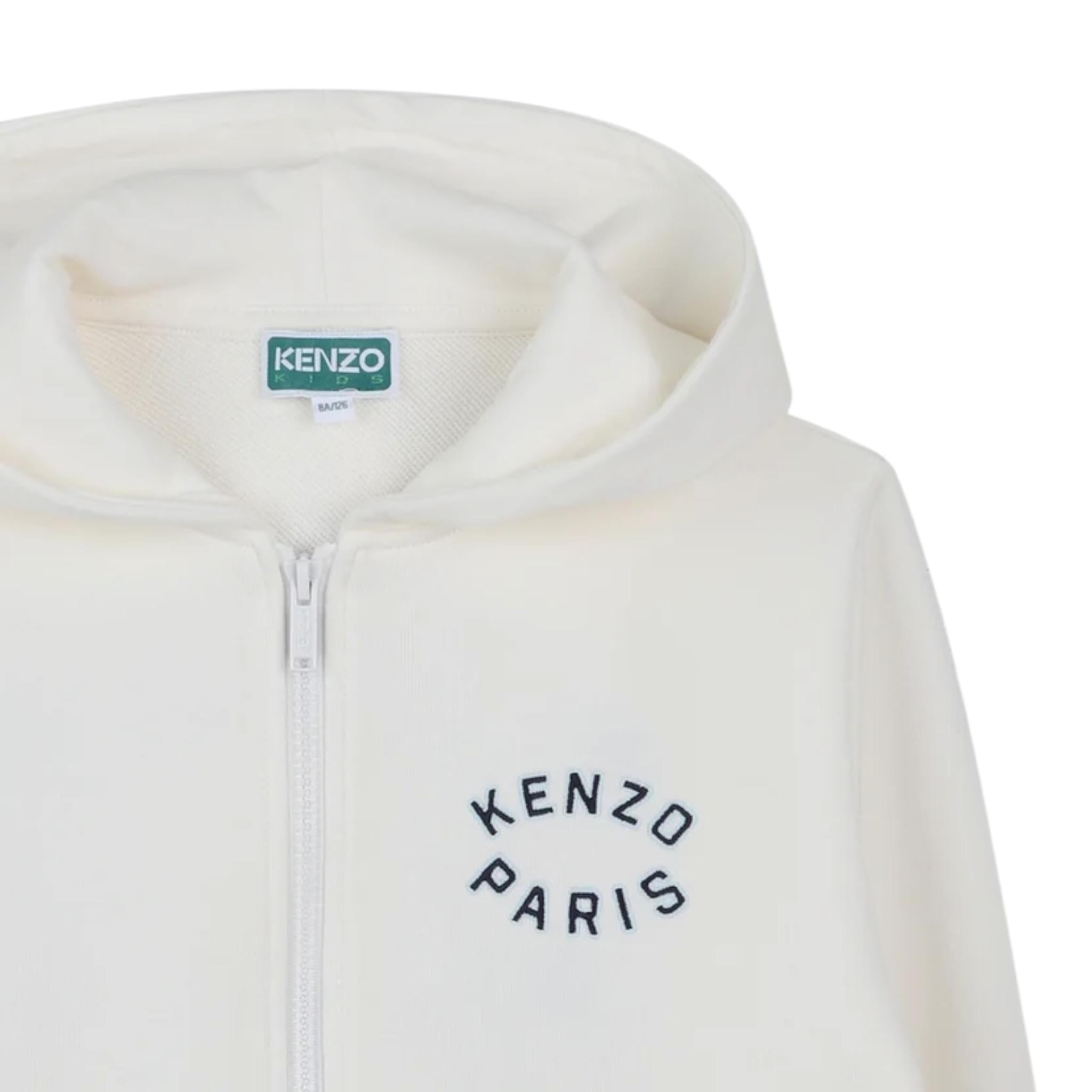 Kenzo Felpa con Zip E Cappuccio Tinta Unita con Logo per Neonato K61176N PANNA KENZO 