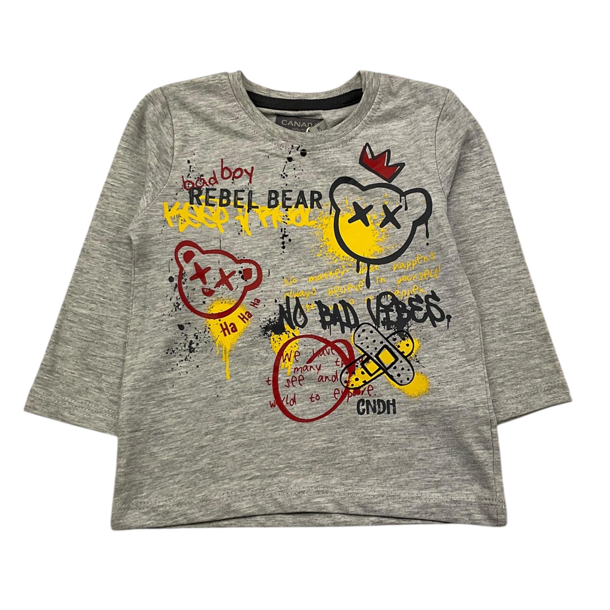 CANADA HOUSE shirt girocollo tinta unita con stampa in contrasto Grigio per Neonato 24451030 GRIGIO CANADA HOUSE 