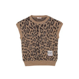 N°21 maglia tinta unita giromanica con fantasia maculato Beige per Bambina N21997 BEIGE N°21 