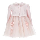 MONNALISA set abito cerimonia-coprispalle tinta unita con rose Rosa per Neonata 73D900 ROSA MONNALISA 