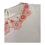 Simonetta T-Shirt Tinta Unita Girocollo con Colletto per Bambina SU8A21 BIANCO SIMONETTA 