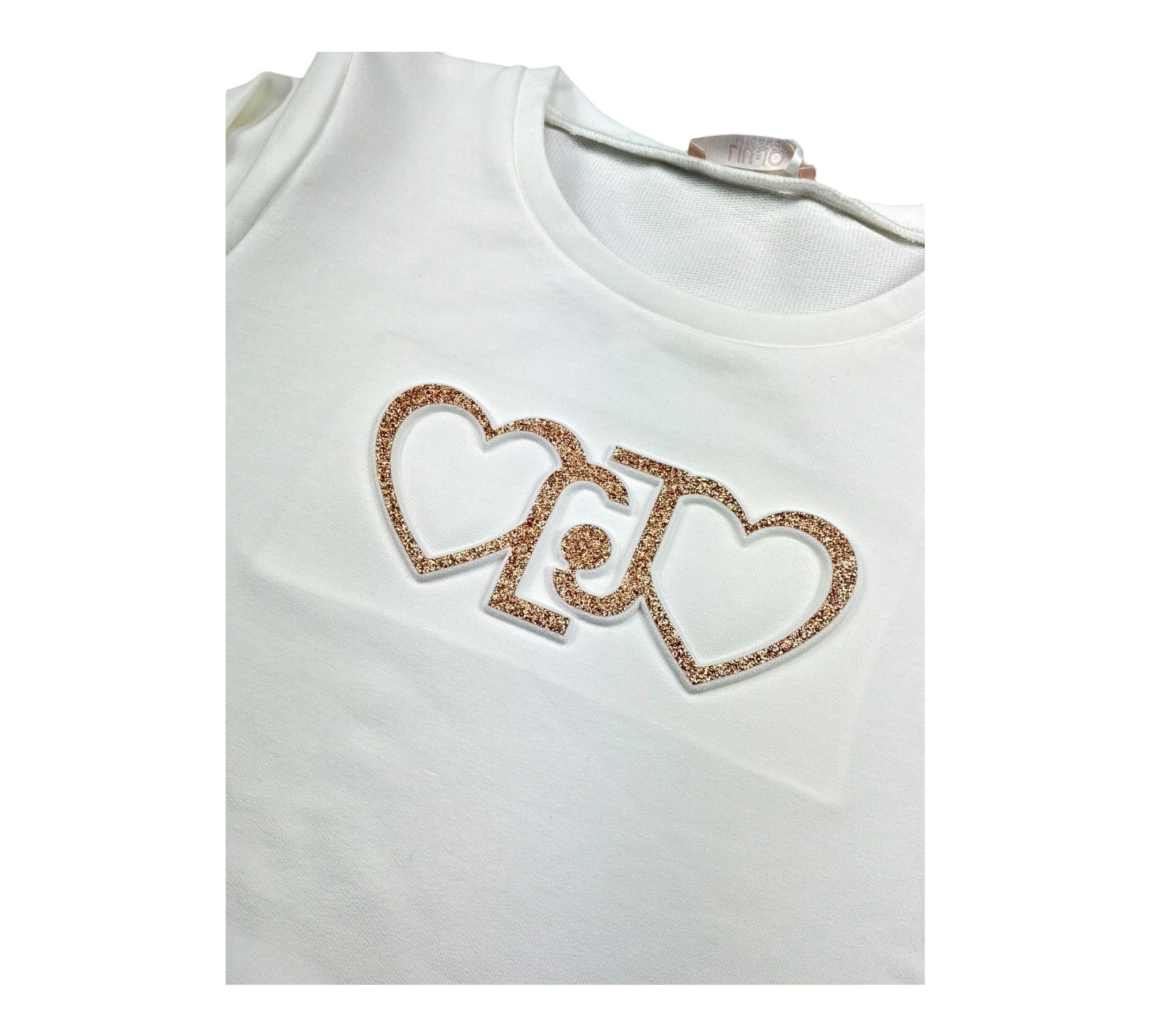 Liu Jo Felpa Chiusa Girocollo Tinta Unita con Logo per Neonata KA5014 BIANCO LIU JO 