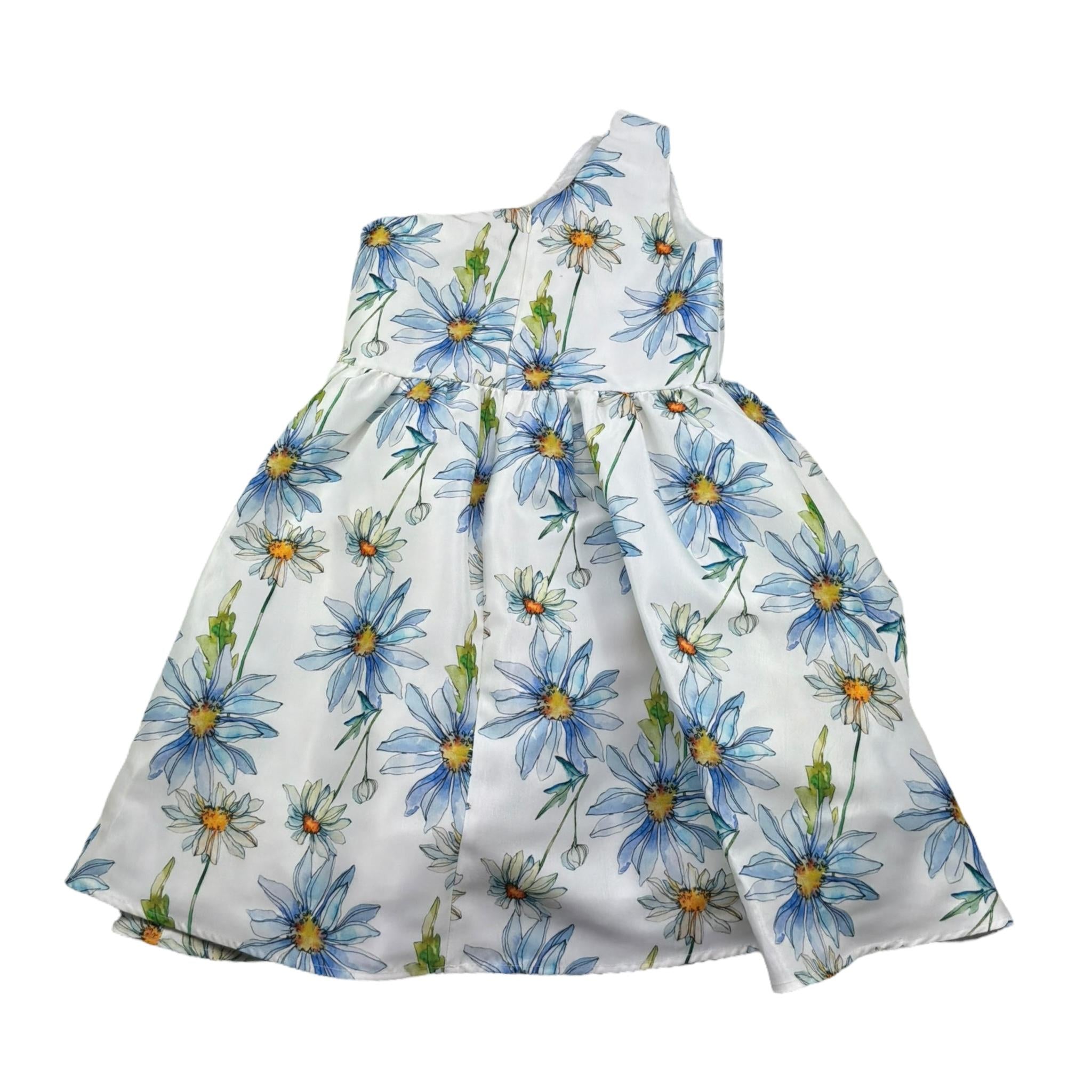 Meilisa Bai Abito Monospalla Tinta Unita con Stampe Floreale per Bambina FL6270 BIANCO MEILISA BAI 