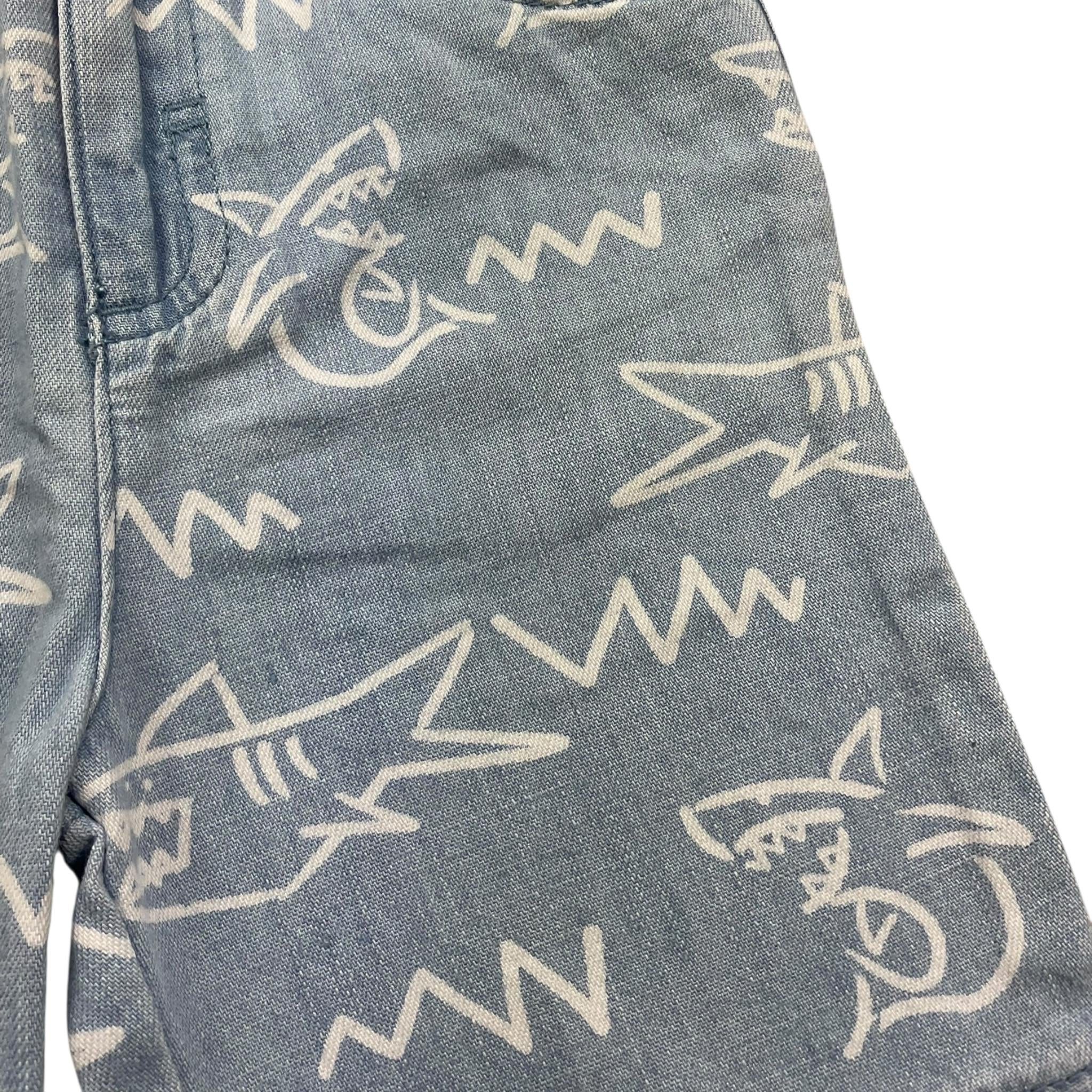 Stella Mccartney Bermuda In Denim Tinta Unita con Stampa per Bambino TU6649 AZZURRO STELLA McCARTNEY 